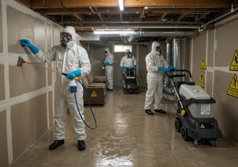 Basement Moisture Removal and Structural Drying process in Wendell, MA